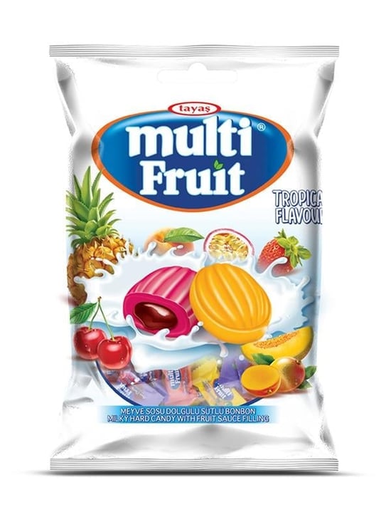 Tayaş Multi Fruit Karışık Meyveli Sert Şeker 90 Gr Poşet