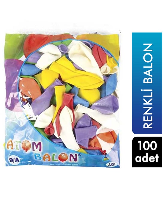 Atom Balon 9/a Renkli 100'lü Paket
