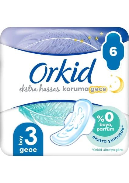 Orkid Extra Hassas Koruma Gece Hijyenik Ped 6'li
