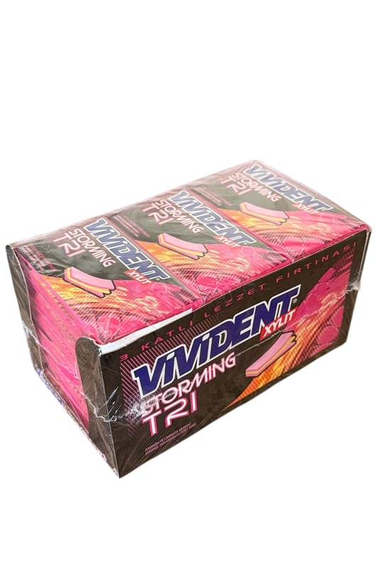 Vivident Storming Ahududu ve Limonata Aromalı Şekersiz Sakız 33 G X 18 Adet