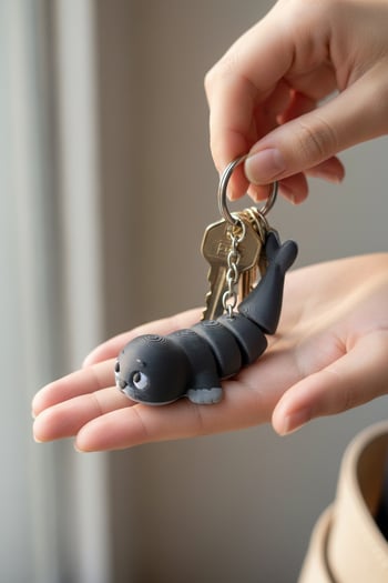 Fok Balığı Figürlü Hareketli Anahtarlık