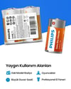 Philips Extra Zinc Chloride C Boy Orta Boy Pil 1.5v 2'li Naylon
