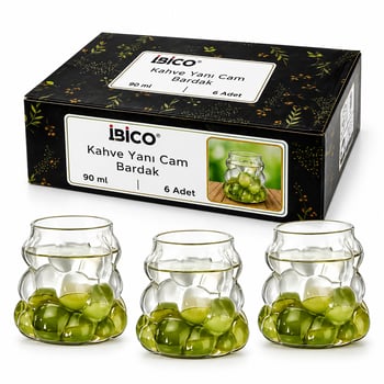 İ22-136 ( 6pcs ) ( Kulpsuz ) ( Üzüm & Kabarcıklı Cam ) Kahve Yanı Bardak ( 90ml )