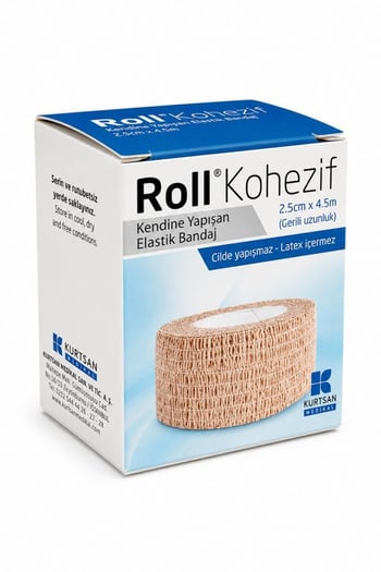 Roll Kohezif Kendine Yapışan 2.5cm X 4.5m Elastik Bandaj