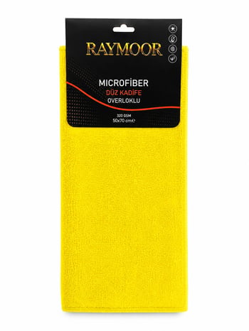 Raymoor 320 Gsm Mikrofiber Düz Kadife Overloklu Bez 50x70 Cm Profesyonel Araç Kurulama ve Detay Temizlik Bezi