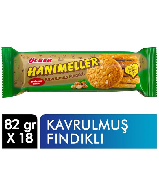 Ülker Hanımellerbisküvi 82 Gr X 18'li Koli Kavrulmuş Fındıklı