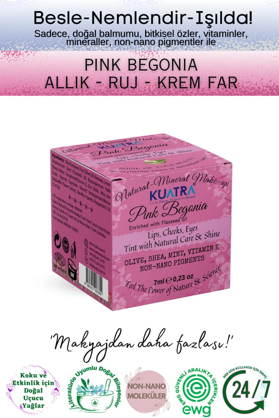 Kuatra Pink Begonia Doğal İçerikli Nemlendirici - Antioksidan Işıltı Veren Balm