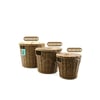 İ22-337 ( 3pcs ) (yuvarlak) (metal İskele ) Pls.hasır Organizer Sepet ( Kapaklı ) ( 22x22x18cm )