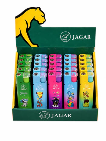 Jagar Jcm 007 Renkli Desenli Çakmak – Şeffaf Detaylı Standlı Çakmak
