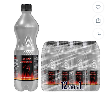 Just Power Enerji İçeceği, 1 Lt (12'li Paket, 12 Adet X 1 Lt)