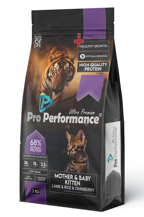 Pro Performance Anne ve Yavru Kedi Maması Kuzu Etli, Pirinç ve Turna Yemişli 2 Kg