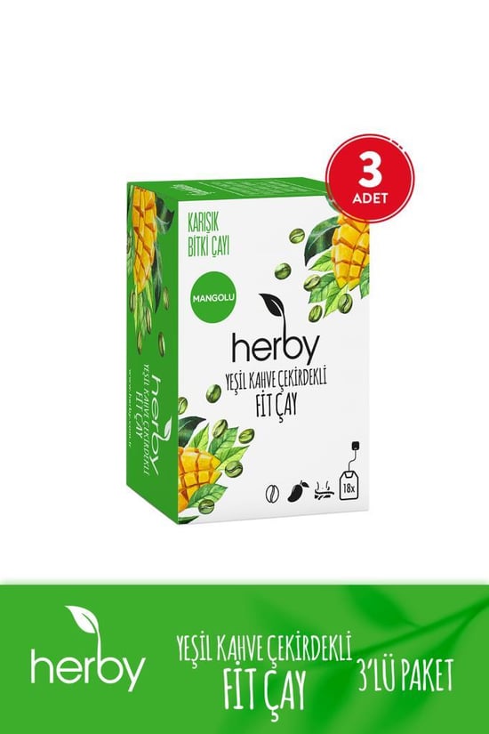 Herby Yeşil Kahve Çekirdekli Fit Çay 3'lü