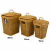 İ22-406 ( 3 Boy ) ( Kare ) ( Metal İskelet ) Pls.hasır Organizer Sepet ( Kapaklı ) (22x25x28cm)