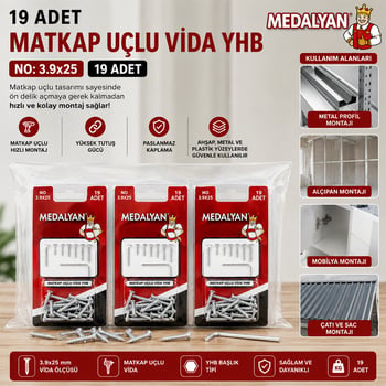 Medalyan Dl-101 ( 3.9x25 ) ( 19pcs ) Matkap Uçlu Vida Yhb
