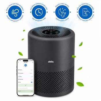 Sinbo Sap-5508 Hava Temizleme Cihazı ( Antrasit Gri ) ( 3 Kademe Filtreleme ) ( Otomatik Fan ) ( Uv Aydınlatma ) ( Sessiz Uyku Mod ) ( Wifi Uzaktan Kontrol )