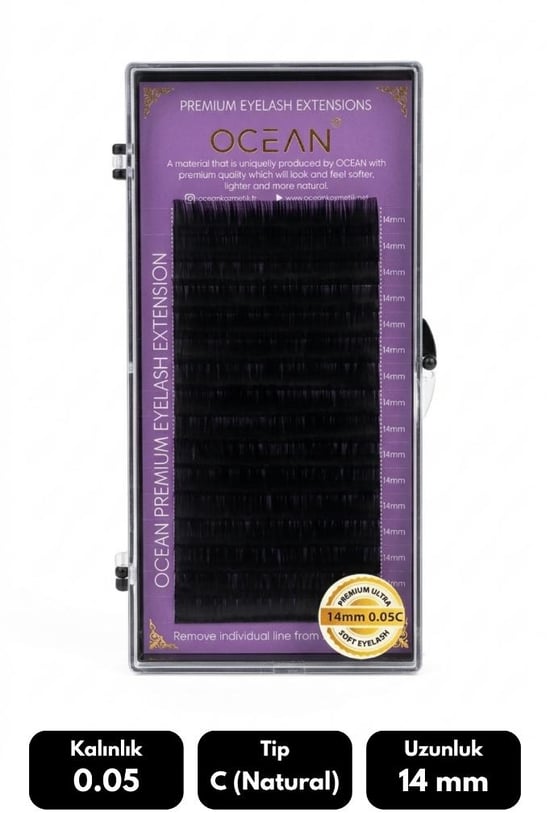 Ocean 0.05c Natural Kıvrım 14 Mm Soft Eyelash Doğal İpek Kirpik 16'lı