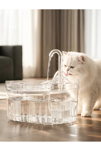 Ata Home Şeffaf Otomatik Kedi Su Pınarı 2,3 L – Filtreli Ultra Sessiz Kedi Su Çeşmesi Usb Bağlantılı