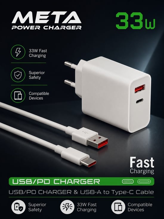 Meta Power Charger 33w Usd To Type-c