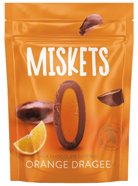 Miskets Sütlü Çikolata Kaplı Portakal Kabuğu Draje 70g (12’li Kutu)