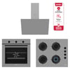 Carino 4 Fonksiyon Mekanik Gri Power Turbo 3'lü Cam Ocaklı Ankastre Set (fırın+ocak+davlumbaz)