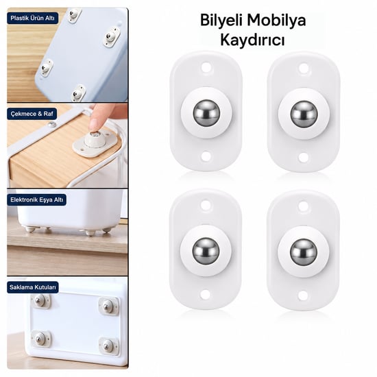 İ13-141 ( Kartelalı ) ( 4pcs ) ( Tek Bilya Tekerlekli ) Mobilya Eşya Taşıma Aparatı ( 360° ) ( 8kg Taşıma Kapasite )