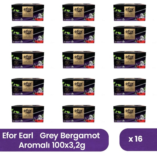 Efor Bergamot Aromalı Demlik Poşet Siyah Çay 3,2 Gr X 100 Adet - 16'lı Koli