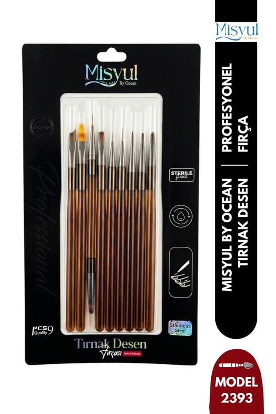 Misyul Tırnak Desen Fırçası 9'lu Kahverengi Mıs-2393