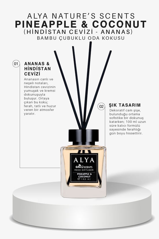Nature's Scents Pineapple & Coconut Bambu Çubuklu Oda Kokusu- Ananas & Hindistan Cevizi Kokusu