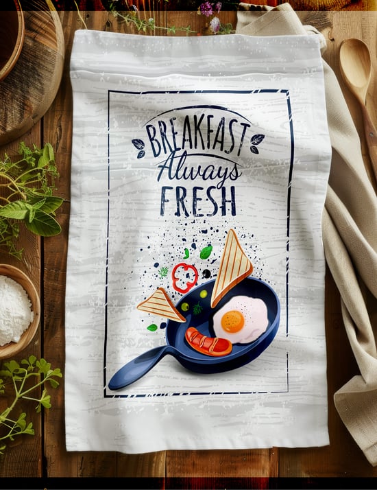 Yorkadesign  Baskılı Mutfak Havlusu  Breakfast  Desen