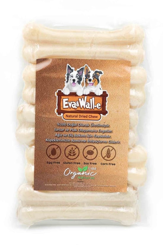 Eva & Walle Köpek Pres Kemiği 5'li Beyaz 13cm 75-80g | Doğal Diş Sağlığı Ve Ödül Kemiği | Orta Irk Köpekler Için