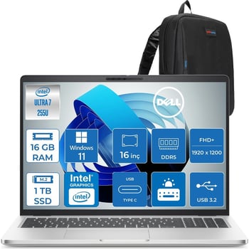 Dell Pro 16 Plus Intel Core Ultra 7 255u 5.2ghz 16gb Ddr5 1tb Ssd Windows 11 Home Intel® Aı Boost 16