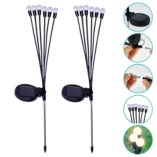 BUFFER® 2 Adet Güneş Enerjili Plastik Bahçe Lambası – LED Dış Mekan Top Aydınlatma, Otomatik Açılıp 