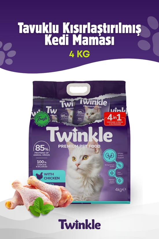 Twinkle Tavuklu Yavru Kedi Maması 4 Kg.