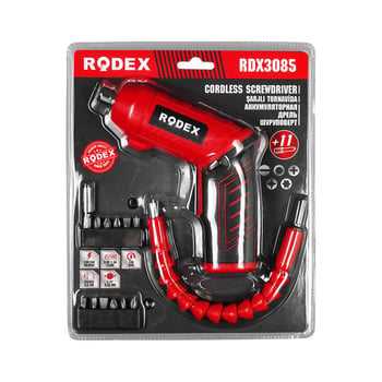 Rodex Rdx-3085 ( 2in1 Kullanım=düz & Tabanca) (şarjlı) Tornavida (11pcs Uç) (ulaşılması Zor Alanlar Aparatı)