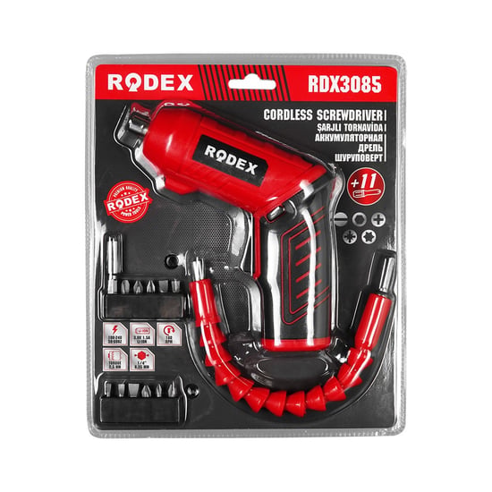 Rodex Rdx-3085 ( 2in1 Kullanım=düz & Tabanca) (şarjlı) Tornavida (11pcs Uç) (ulaşılması Zor Alanlar Aparatı)