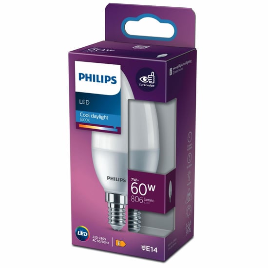 Philips Led 60w Mum Ampul Beyaz İşik E14 İnce Duylu