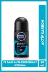 NIVEA Men Erkek Roll-on Deodorant Deep Beat 50ml, 72 Saat Anti-perspirant Koruma