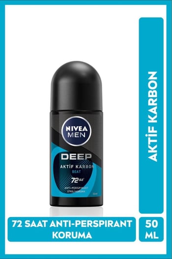 NIVEA Men Erkek Roll-on Deodorant Deep Beat 50ml, 72 Saat Anti-perspirant Koruma