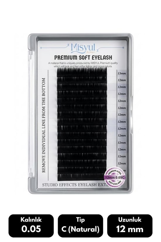 Misyul 0.05c Natural Kıvrım 12 Mm Soft Eyelash Doğal İpek Kirpik 16'lı