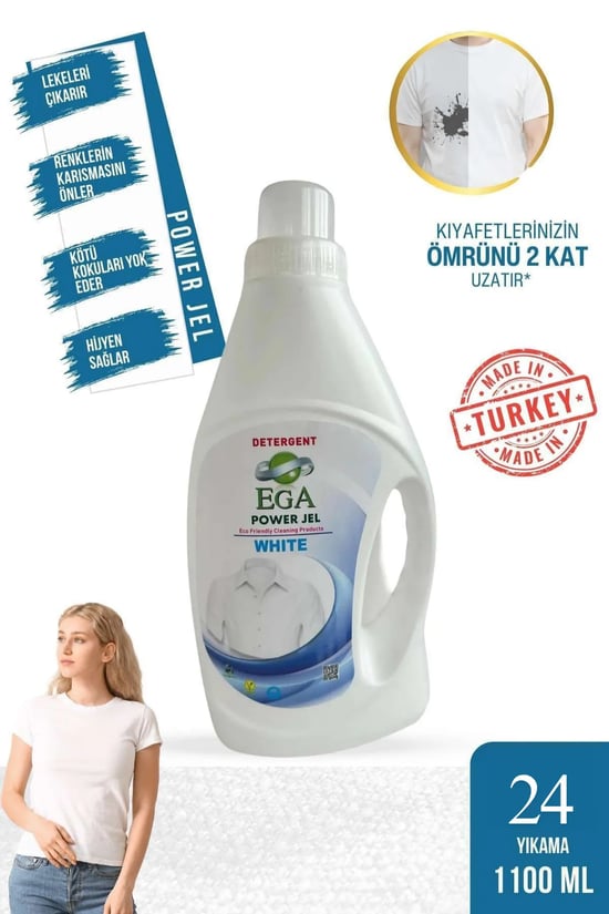 Ega Kimya Power Jel Beyaz Sıvı Yıkama Deterjanı 1100 ml