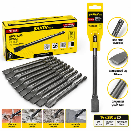 Şahin Tools Şht-025 ( Düz ) ( Murç ) Sds Plus Hilti Matkap Ucu 14x250mm