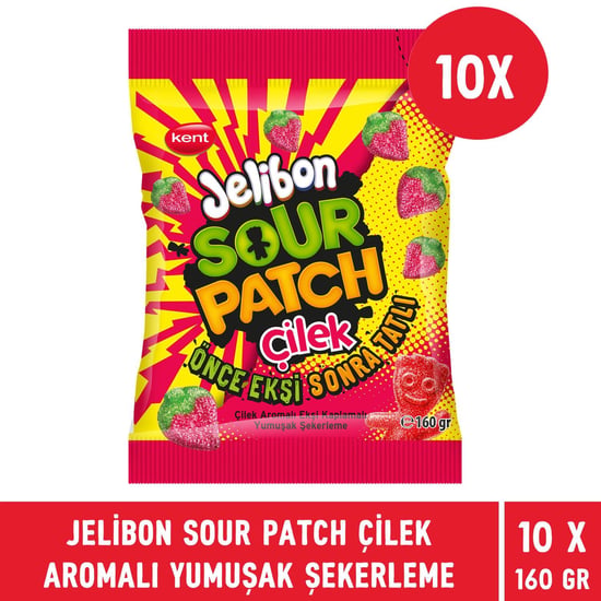 Jelibon Sour Patch Çilek Aromalı Yumuşak Şekerleme 160 Gr - 10 Adet