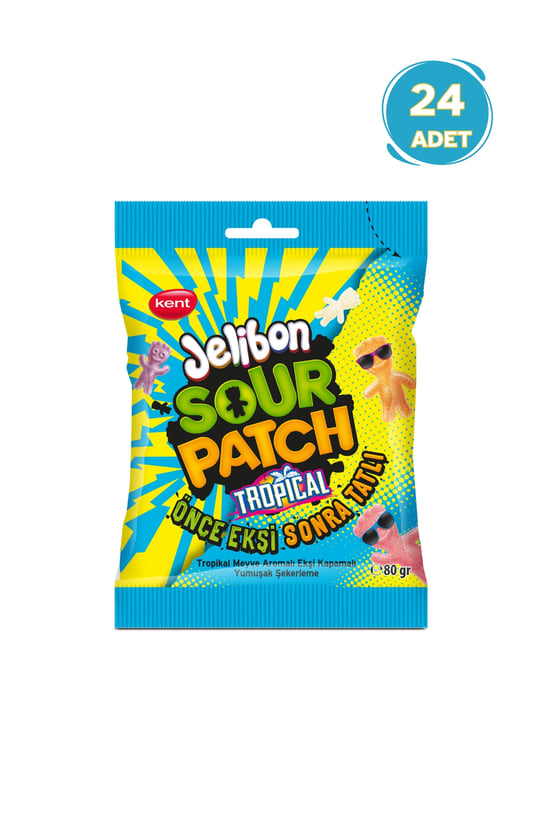 Jelibon Sour Patch Tropikal Meyve Aromalı Yumuşak Şekerleme 80 Gr 24 Adet