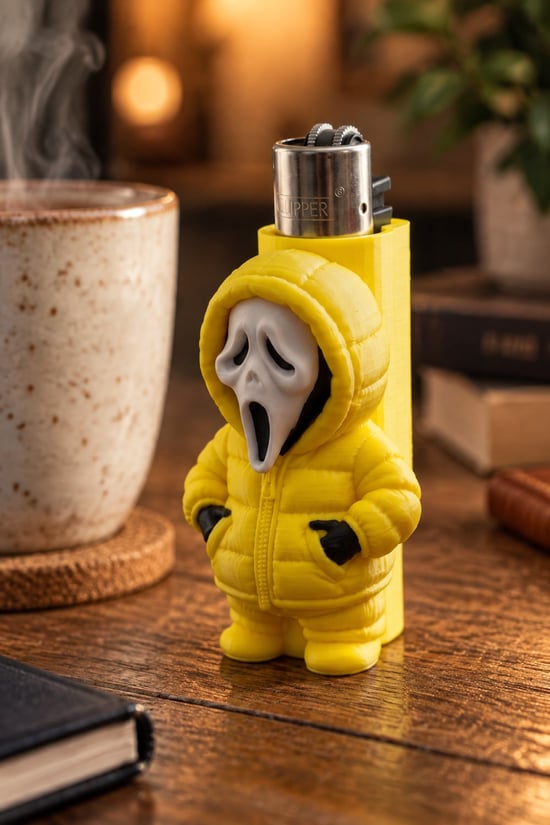 Maskeli Adam Figürlü Çakmak Kılıfı Sarı Clipper