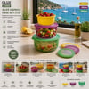 Qlux L-01008 ( 3pcs ) ( Sızdırmaz Kapak ) ( Renkli ) Kapaklı Saklama Kabı & Kase Seti