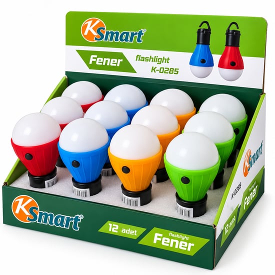 Ksmart K-0285 ( Pilli ) Fener & Ampul Renkli ( Askılı )