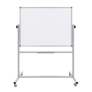 Ayaklı Yazı Tahtası Mobil Çift Taraflı Tekerlekli 360 Dönerli Laminant 90x120 Cm - Beyaz