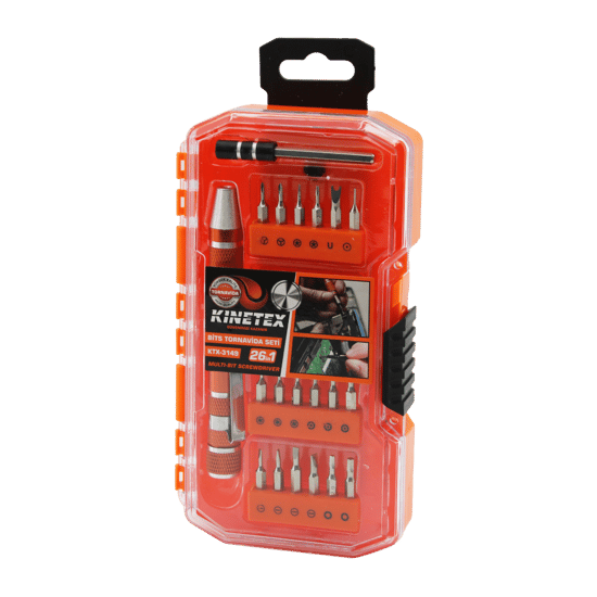 Kinetex Ktx-3149 ( 26in1 ) Bits Tornavida Uç Seti ( 24pcs Uç + 1-kalem Model T.vida Sapı + 1-uzatma Adaptörü )