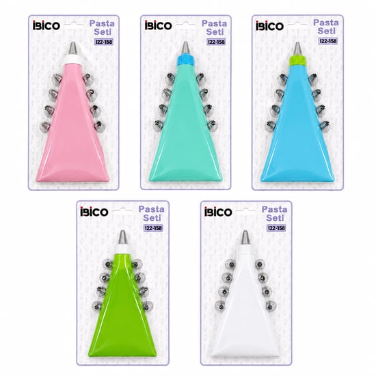 İ22-158 ( 11pcs ) ( Pasta Seti & Renkli ) ( 1-krema Torbası & 9-metal Sıkma Uçları & 1-uç Tutucu Adaptör)