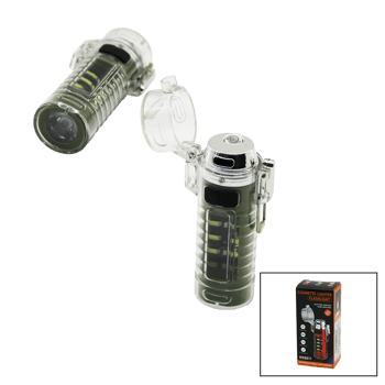 Hasuba Hs-232 Mx-8811 Cigarette Lighter (çakmaklı) El Feneri (led+cob Led=5in1) (usb Şarj) (su Geçirmez) (kilitli Çakmaklık)